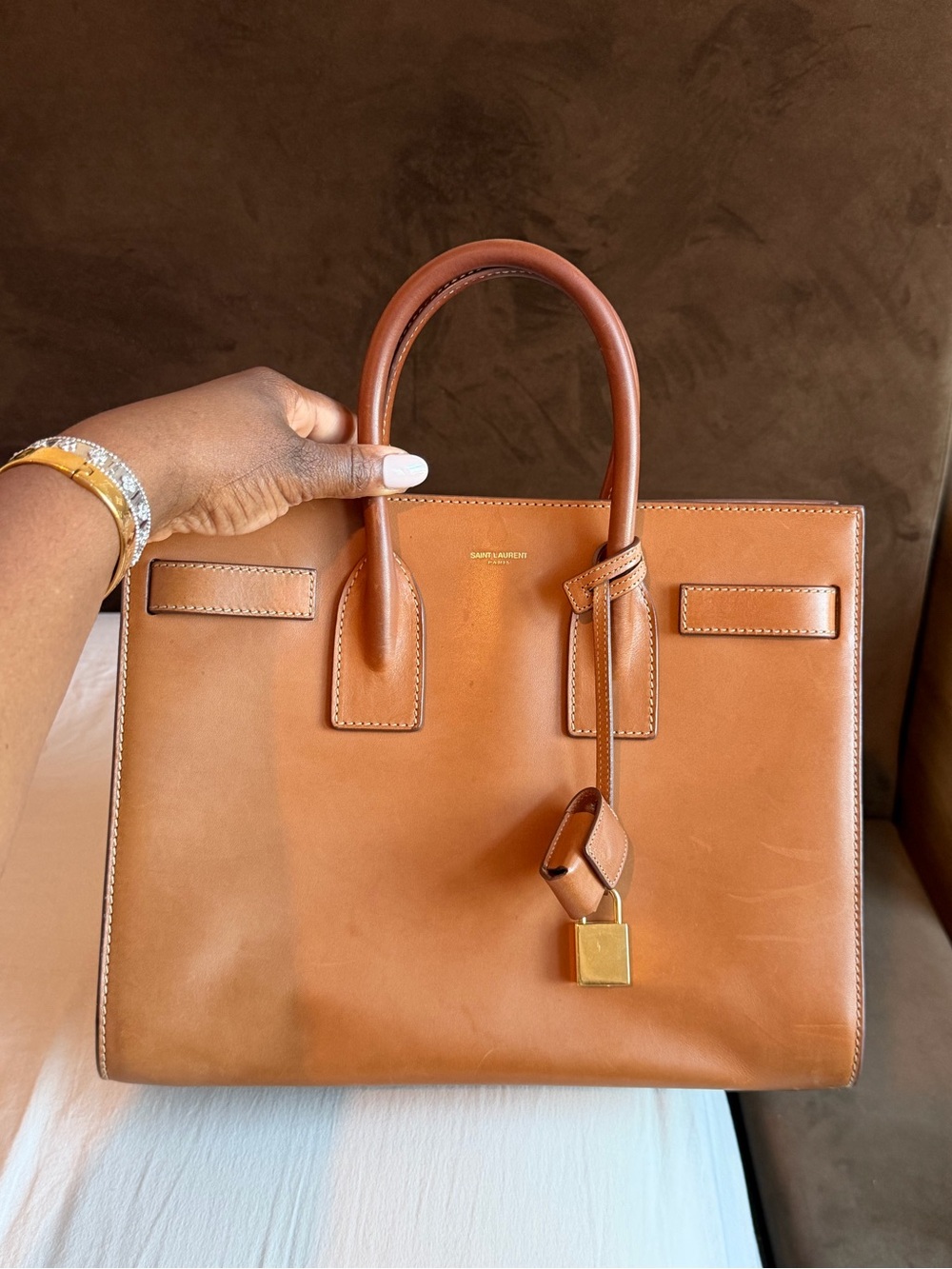 Saint Laurent Brown Sac De Jour  Leather Top-Handle Bag